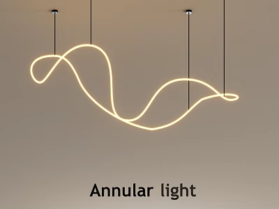 Contemporary Annular Chandelier With Curved Design Suspended Ceiling Interior Light Fixture 3d model