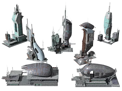 Future Architecture With Futuristic Tall Structures And Sleek Metallic Exteriors 3d model