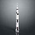 Space Exploration Rocket Model with White Black Design Multi Stage Booster and USA Flag 3d model