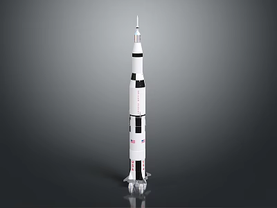 Space Exploration Rocket Model with White Black Design Multi Stage Booster and USA Flag 3d model