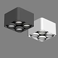 Modern Square Black and Silver Downlights Spotlights with Four Lights Design 3d model