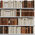 Books and Magazines Neatly Arranged on Wooden Bookshelf With Various Color Covers