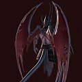 Game Movie Character With Red Wings Horned Mask Armored Body And Sword