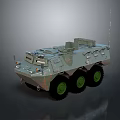 Armored Wheeled Military Tank With Camouflage Coating Green Wheels Turret And Antenna
