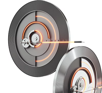 Modern Wall Decor With Gears And Glowing Rings 3d model Modern Wall Decor With Gears And Glowing Rings 3d model