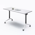 White Wheeled Conference Table With Green Cup And Tablet On Top