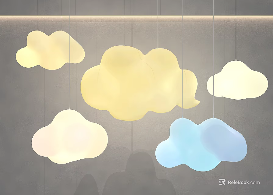 Cloud Shaped Irregular Pendant Lights Colorful Glowing Design For Indoor Room Decoration 3d model 