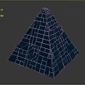 Blue Pyramid With Glowing Brick Structure And Futuristic Geometric Design