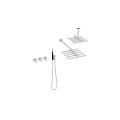 Chrome Shower Faucet With Top Spray Head Handheld Shower And Control Knobs 3d model