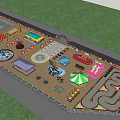 Family Friendly Amusement Park With Outdoor Rides Parking Lot And Green Trees