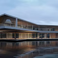 Modern Clubhouse Architecture Night View Public Building Art Center Clubhouse 3d model