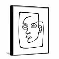 Abstract Human Face Line Drawing With Black And White Simple Geometric Shapes