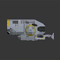 Gray And Yellow Space Exploration Lander With Transparent Cabin And Landing Legs