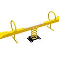 Yellow Seesaw With Spring Base And Ring Handles For Children's Playground