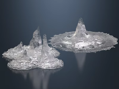 Transparent Glass Like Crystal Structures With Spiked Tops And Irregular Bases 3d model