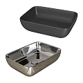 Modern Rectangular Ceramic Vessel Sink In Gray And Green For Bathroom Decor 3d model