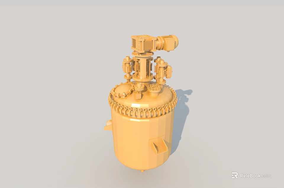 Heavy Duty Industrial Equipment Large Stirring Reactor With Top Mounted Motor And Drive System 3d model 
