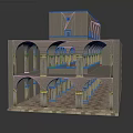 Cultural Center Building Featuring Arched Openings Columned Corridors And Multi Level Stone Facade