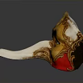 Decorative Home Mask With Yellow Red And Gold Ornate Patterns And White Nose