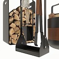 fireplace fireplace accessories fireplace minimalist metal firewood 3d model