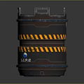 Industrial Equipment Container With Yellow Black Warning Stripes Top Handles And LCPC Label