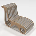 Modern Wooden Lounge Chair With Striped Curved Design And Ergonomic Structure