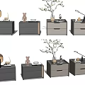 Modern Nightstands With Drawers Table Lamps Decorative Plants And Ornaments Design
