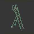 Sturdy Orange Foldable Industrial Ladder With Wheels And Safety Rails