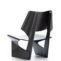Modern Leisure Chair with Unique Geometric Shape Dark Wood Texture and Light Colored Seat