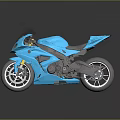 Blue Sport Motorcycle With Sleek Design Black Accents And Reflective Finish