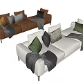 Modern three-seat sofa multiplayer sofa 3d model