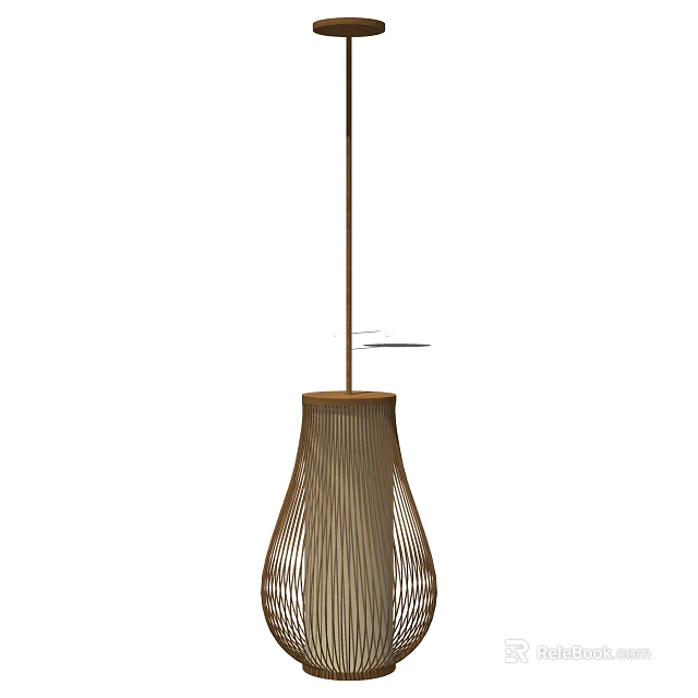 Modern Woven Pendant Light Featuring Curved Design And Natural Vertical Weave Texture 3d model