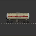 Model Railway Tank Car With Green Label Red Stripe And Metal Chain On Track