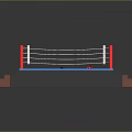 Boxing Ring With Blue Mat White Ropes Red Corner Posts And Steps 3d model