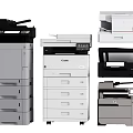 Various Office Appliances Including Multifunction Printers Copiers And Scanners In Different Sizes 3d model