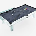 Modern Transparent Frame Pool Table With Black Felt Surface Billiard Balls And Cues 3d model