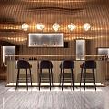 Bar chair combination 3d model