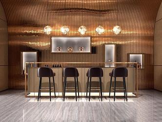 Bar chair combination 3d model