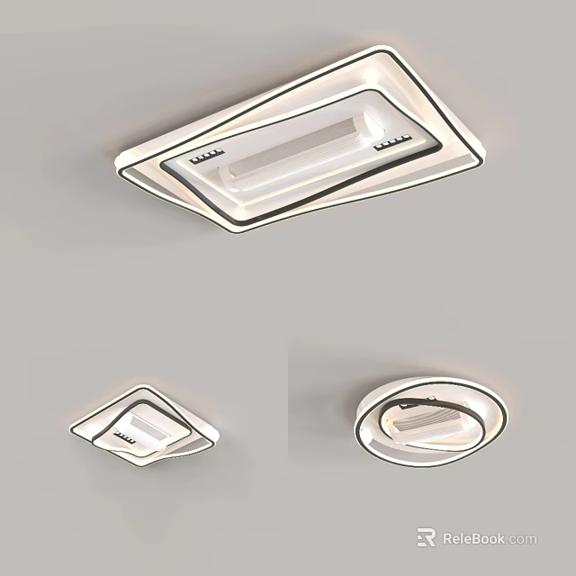 Modern Ceiling Lights Featuring Round And Square Shapes For Home Interiors 3d model