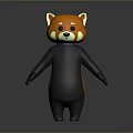 Cute 3D Red Panda Model With Orange Black Fur Standing Pose And Bushy Tail
