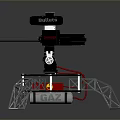 Black Robot With Mechanical Arm And Metal Frame Structure On Gray Reflective Surface