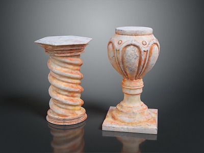 Jane European Pillar Stone Carving Marble Carving Park Stone Pillar 3d model