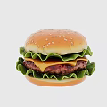 Delicious Hamburger With Sesame Seed Bun Fresh Lettuce Juicy Patty Melted Cheese And Sauce