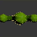 Green Cactus With Three Branches And Yellow Spines On Gray Background 3d model