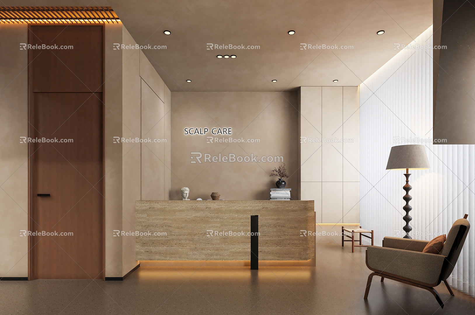 Quiet Middle Ancient Hairdresser's Reception Desk Hall Beauty Salon Barber Shop Hair Salon Middle Ancient Hall 3d model