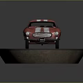 Red Vintage Racing Car With White Stripes And Number 5 On Road Base