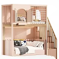 Modern Kids Bunk Bed With Stairs Upper Guardrail Lower Sofa Bed And Pillows