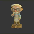 Cartoon Man With White Hair Mustache Wearing Glasses And Blue Apron On Base FLINNFAIR Sign