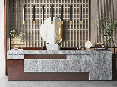 New Chinese Reception Desk Hotel Front Desk 3d model