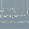 Modern Curved Metal Chandelier Design With Sleek Hanging Lines And Artistic Shapes